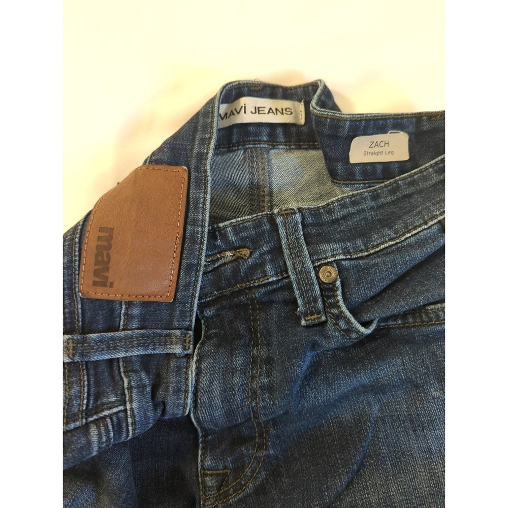 MAVI Zach Straight Leg Jeans Men 29x32 Dark Wash Whisker Fade Has Stretch